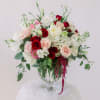 an elegant arrangement in reds, pinks and whites. 