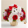 Talk about puppy love! Crafted from lasting white carnations, our canine cutie