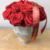 Dozen preserved red roses in a modern concert vase! Super romantic arrangement
