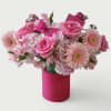 All pink blossoms bouquet filled with roses hydrangeas daisies and more arranged