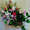 Premium arrangement shown. 
A beautiful arrangement of fresh blooms with a green