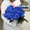  A stunning arrangement of 24 blue roses, perfect for those seeking