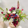 Product Information
Theme Colors: Shades of burgundy with red and white

Featured Blooms: Roses