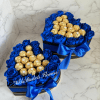 12 roses with ferrero chocolate in the middle 