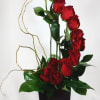 A beautiful, modern take on a dozen rose bouquet. Please note that
