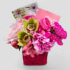Pretty and sweet bouquet with roses and orchids arranged in a modern