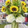 Sunflowers for you staring Sunflowers, greens, tiger lilies, hydrangeas completed with a