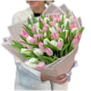 The photo shows the deluxe size. 
Standard 30 tulips.
Deluxe 50 tulips.
Premium 100