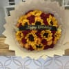 Sunflowers and Red roses, Includes banner and butterflies 