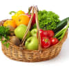 Basket filled with seasonal veggies and fruits! This is a nice healthy