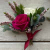 2 spray roses with calycnia (or other seasonal filler) greenery with your