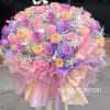 50 glitter roses HK style peach, pink, lavender with fancy wrap. 