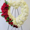 24" standing Heart easel for funeral service. Made with white hydrangeas and