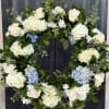 Blue and White Wreath Spray 

Please note: Standing sprays require advance scheduling.