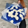 Bouquet of blue and white roses 