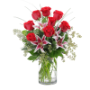 Red Roses and pink or white lilies arranged to tell someone you're