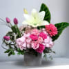Type of Flowers: White Lilies, Pink and White Hydrangeas, Pink Roses, Pink