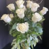 Dozen White Roses in a Glass Vase