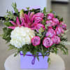Beautiful purple mixed flower arrangement.