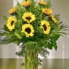 A Beautiful Tall Sunflower Arrangement. Simple and elegant with greenery.