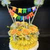 Say Happy Birthday with our Birthday wishes flower cake design with yellows