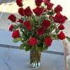 2 dozen red roses in vase 