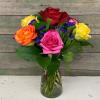 This design features a mix of 6 colorful roses arranged with premium