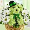 This adorable arrangement is made with green carnations to make lucky the