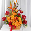 A bold celebration of color and texture, this basket bursts with orange