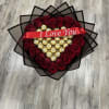 Ferrero Rocher Chocolates designed surrounded with beautiful Long stem red Ecuadorian roses.
