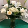 All White Roses, Hydrangea, Stock,  Snapdragons, Fancy Greens