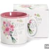 Dishwasher safe/FDA approved/Microwave safe.

Cambridge cottage floral mug, white with pink interior and