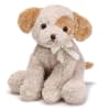 Spunky Puppy with curly tan and brown fur. Grosgrain ribbon bow tied