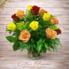 Autumn Sunset Roses &ndash; Orange, Red &amp; Yellow Rose Bouquet in Maricopa