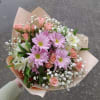 Beautiful bouquet of varied flowers! Colors carefully combined! Wrapped in paper and