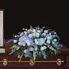 Blue Casket Blanket in blues and white