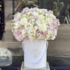 Beautiful pastel flower arrangement in our brand new white signature box