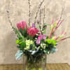 Type of Flowers: Pink Protea, Lavender Roses,  Green Hydrangea, Lavender Tulips