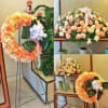 Your choice of 2 standing pieces all carnation round wreath or heart