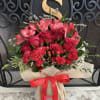 Red roses , Red Carnations , Red Alatroemeria