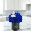 Beautiful Blue Flower Box designed by Yansa Flowers, a luxury florist creating