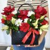Buyer will receive a basket with red roses.