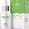 Dropper bottle and green product box labeled Soothe