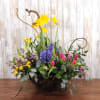 This large 16" round nest basket features all things SPRING - including