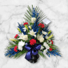 Elegant blue sympathy flower arrangement 