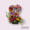 Open heart bouquet flower arrangement with assort flowers