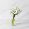 A delicate hand tied bouquet featuring elegant white calla lilies arranged in