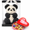 A beautiful gift set featuring a handcrafted rose panda in a clear