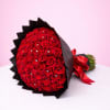 100 Long Stem Red Roses. 
Meticulously Wrapped with black paper with a