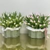 Tulips in a basket. Colors should be specified at the checkout in